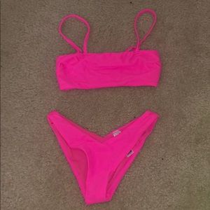 neon pink 2 piece bikini